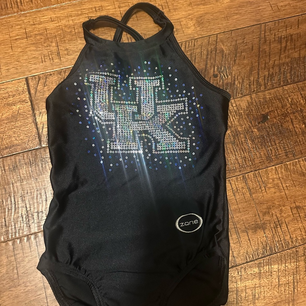 Zone Black Kids Leotard with Sparkling Design